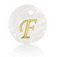 Shell pendant 15mm letter F Gold-White